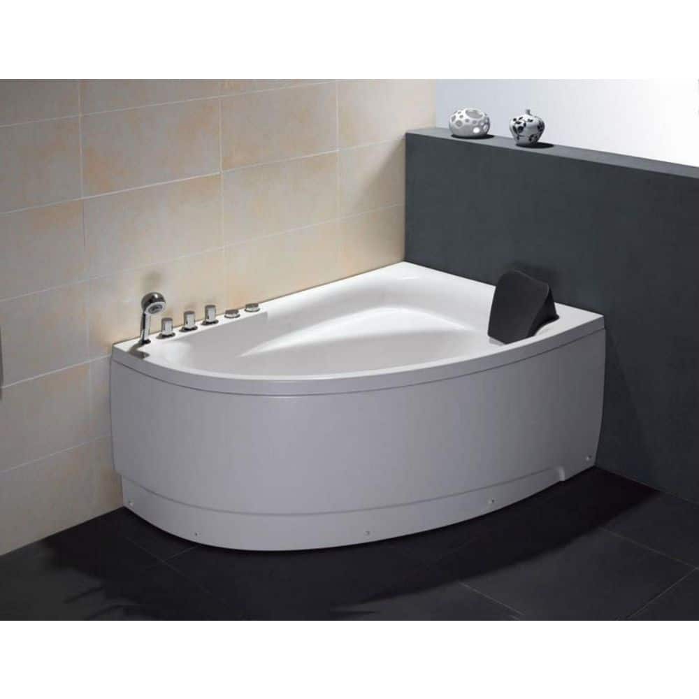 59 in. Acrylic Left Drain Corner Apron Front Whirlpool Bathtub in White price history on PriceWatchPro