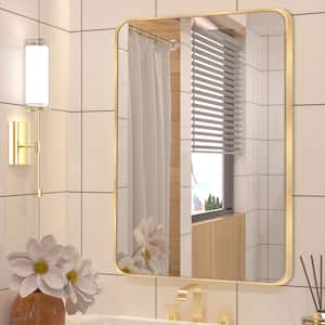 30 in. W x 40 in. H Gold Vanity Rectangle Wall Mirror Aluminum Alloy Frame Bathroom Mirror