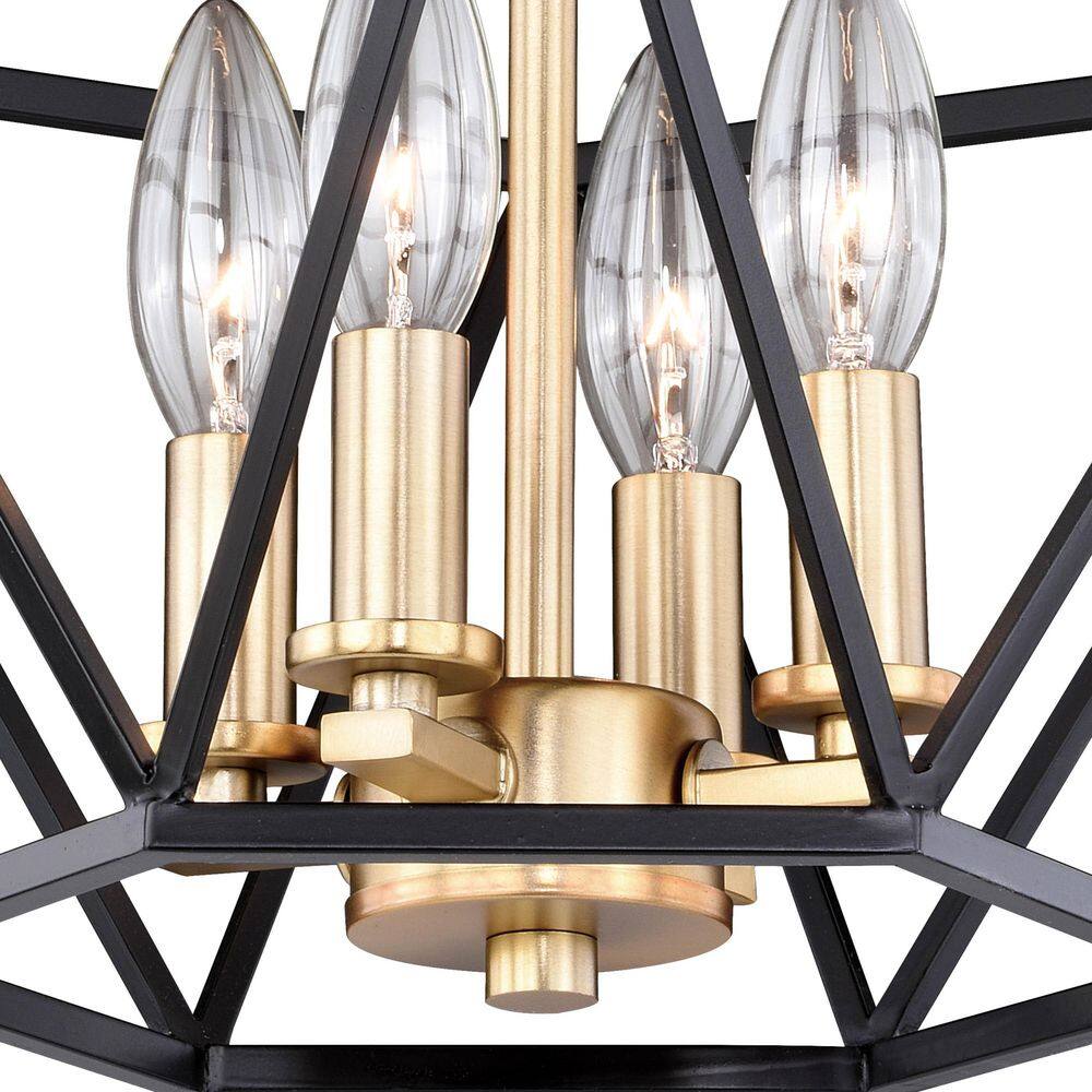 Turin Noble Bronze and Natural Brass Geometric Cage Semi-Flush Mount Light
