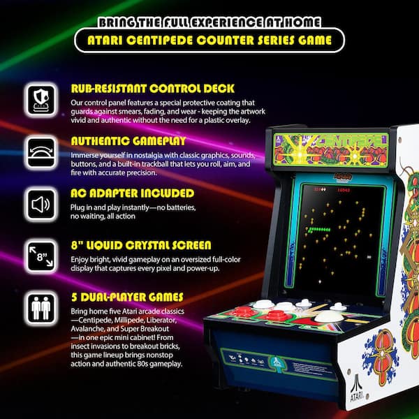 Atari CENTIPEDE 1/6スケールアーケードゲーム New Wave Toys Replicade Atari Centipede 1/6 Scale Arcade Backer