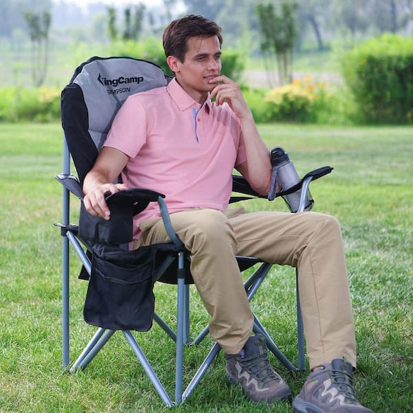 Details about   KingCamp Heavy Duty Steel Camping Folding Director Chair with Cooler Bag and Sid 