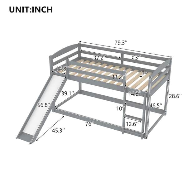 Bright Designs Gray Twin Bunk Bed Over, Your Zone Twin Bunk Bed Instructions
