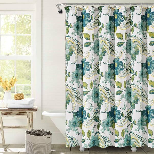 Fl Paisley Shower Curtain Blue, Toile Shower Curtain Rede