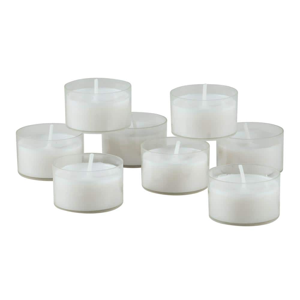 100 x White Unscented 8 Hour Burn Tea Light Candles Long Burn Time MADE IN  EU