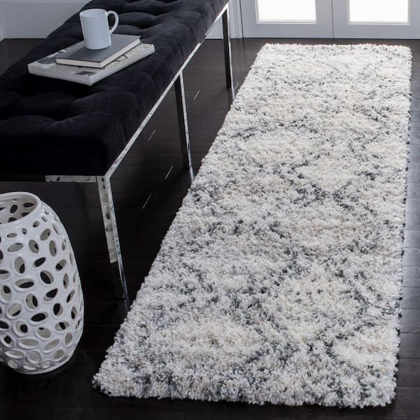 Fontana Shag 2 ft. x 10 ft. Ivory/Gray Zig-Zag Abstract Runner Rug