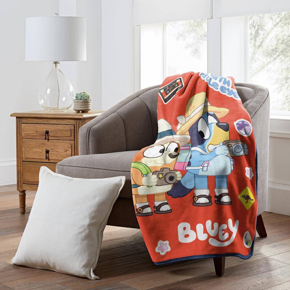 Bluey Road Trip Red and Multicolor Silk Touch Throw Blanket