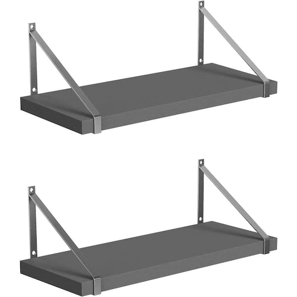 Cubilan 15.7 in. W x 5.5 in. D Grey Wood Composite Decorative Wall Shelf Floating Shelf Bracket, Set of 2