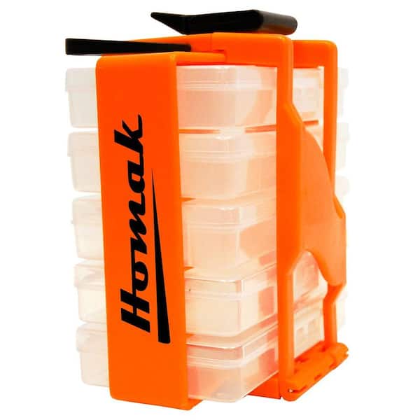 Homak 5-Compartment Small Parts Organizer, Clear and Orange