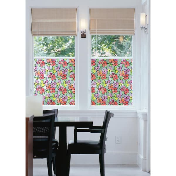 DC Fix 17.7 in. x 59 in. Pansies Red Window Film