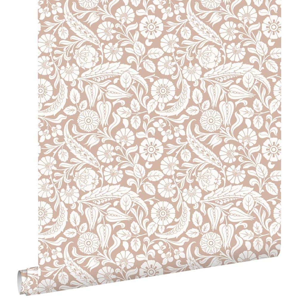Cordelia Pink and White Non-Woven Floral Wallpaper Bolt