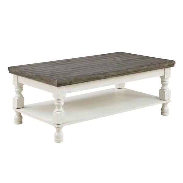 Furniture of America Heavenly 47.5 in. Antique White and Gray Rectangle ...