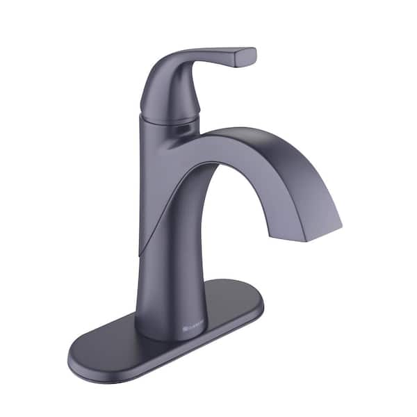 Glacier Bay Atterbury Single Hole Single-Handle High-Arc Bathroom Faucet in Matte Black
