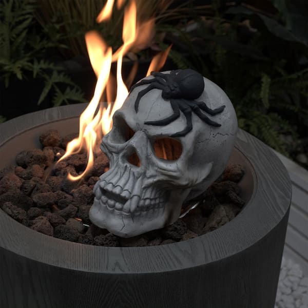White Magnesium Oxide Demon Skull Halloween Decoration for Outdoor Fireplace and Fire Pit