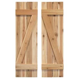 14 in. x 48 in. Natural Cedar Board and Batten Z-Shutters Pair Unfinished