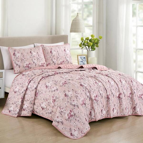  Laura Ashley - King Quilt Set, Reversible Cotton Bedding with  Matching Shams, Lightweight Home Decor for All Seasons (Bedford Pink, King)  : Home & Kitchen