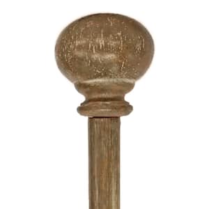 36 in. - 66 in. Telescoping 3/4 in. Single Curtain Rod Kit in Light Brown Wood with Wood Knob Finials