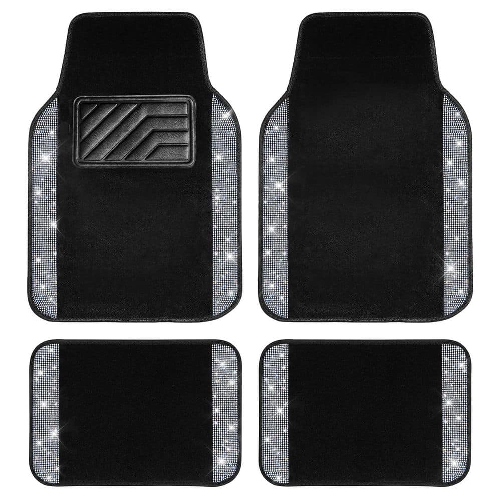 Heavy Duty Bling Diamond Theme Anti-Slip PVC Material Car Floor Mat Cargo Mat Waterproof Rhinestone Carpet 4pcs price history on PriceWatchPro