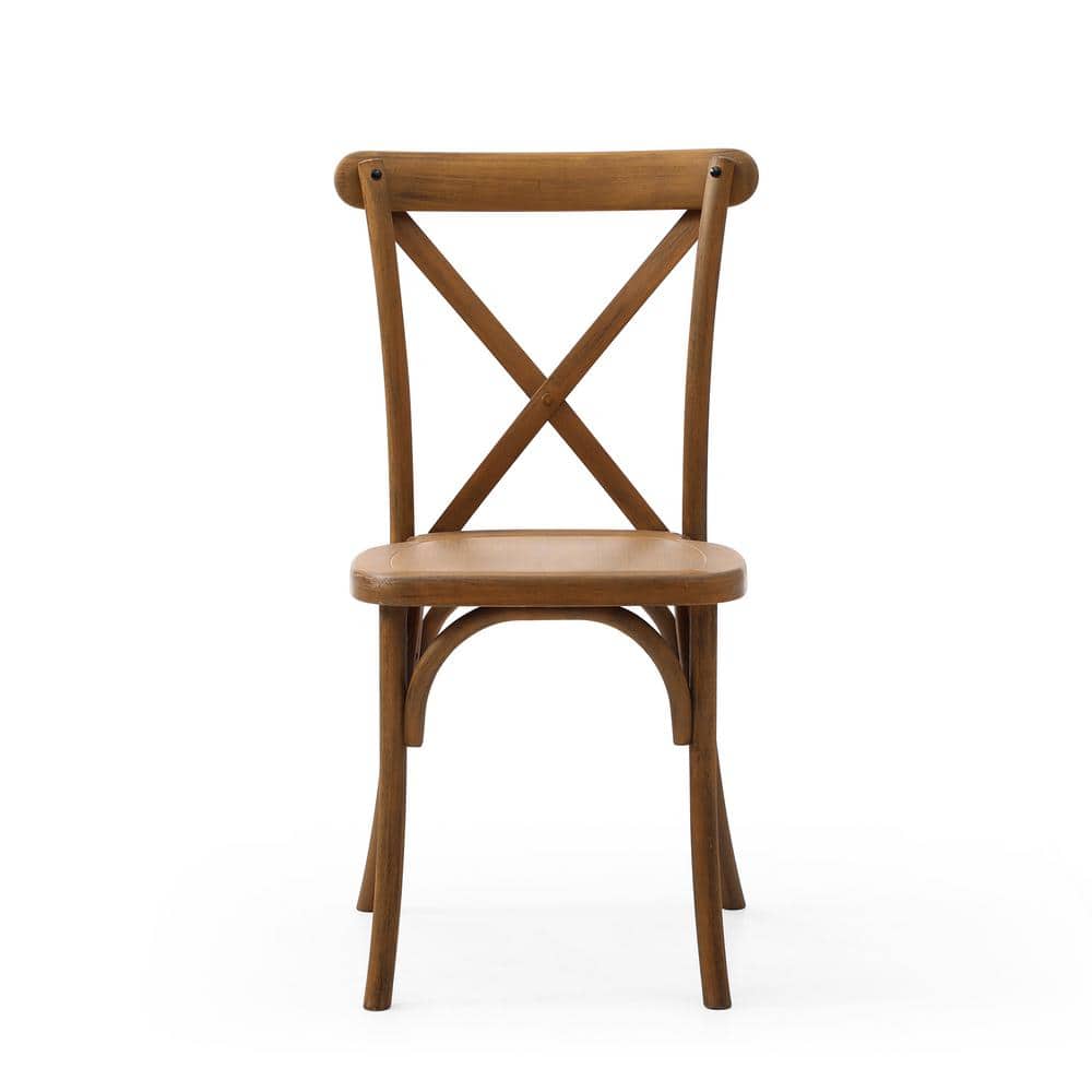 Resin X-Back Outdoor/Indoor Dining Chair in Natural, Retro Design (4-Pack)