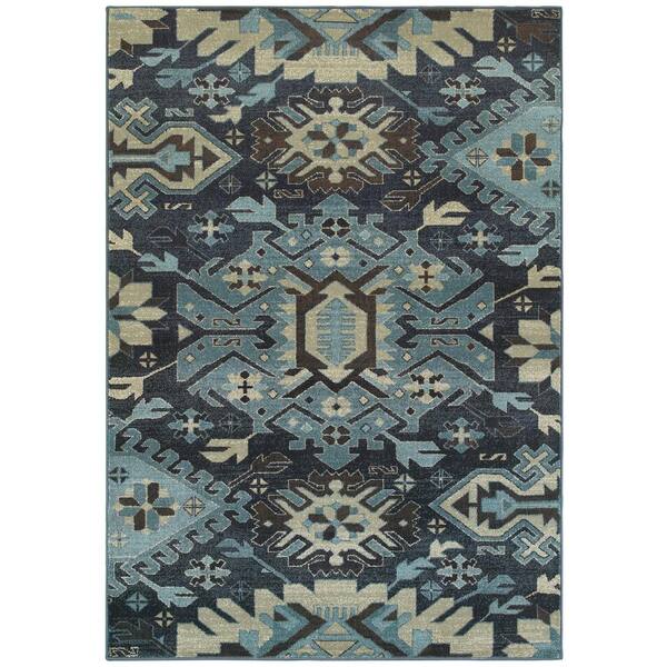 Averley Home Lilac Navy Blue 5 Ft X 8, Navy Blue And Brown Area Rugs