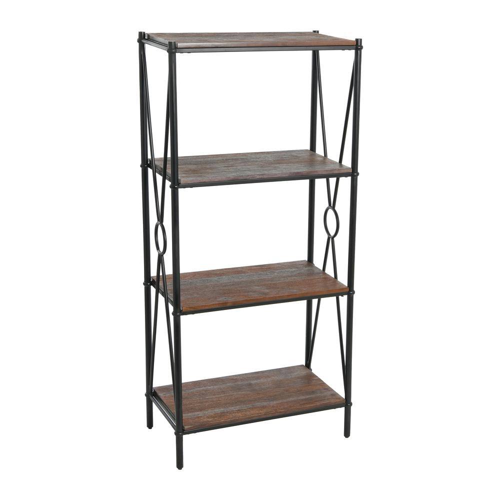 Storied Home Saratoga Rustic Solid Wood and Iron Shelf, Gray EC1099