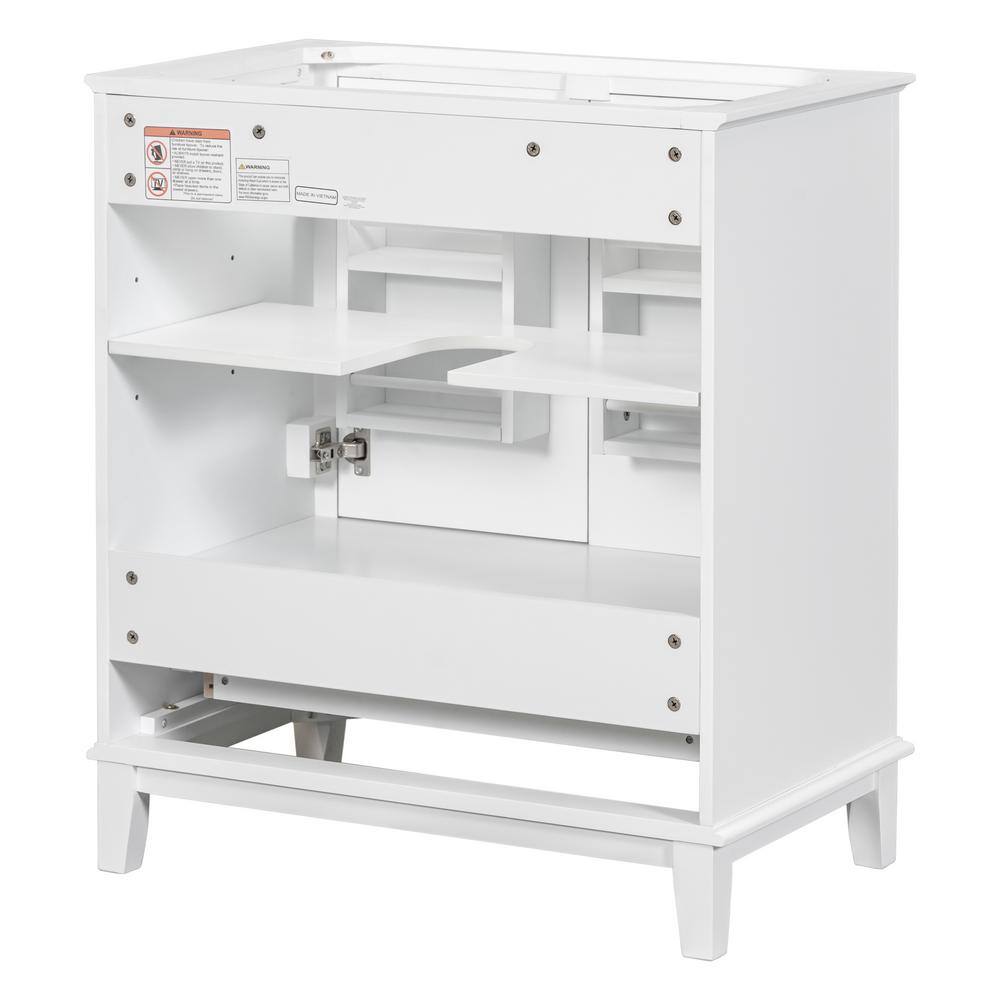 White Solid Wood Freestanding Bathroom Vanity Cabinet with Drawer