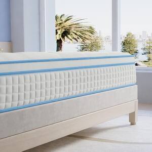 14 in. Queen Hybrid Medium Spring Memory Foam Mattress Edge Support Individual Pocketed Coil Pillow Top Boxed