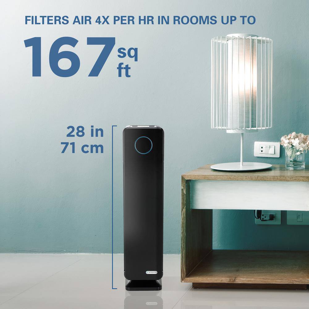 Black 28" Energy Star HEPA Air Purifier with UV-C Light