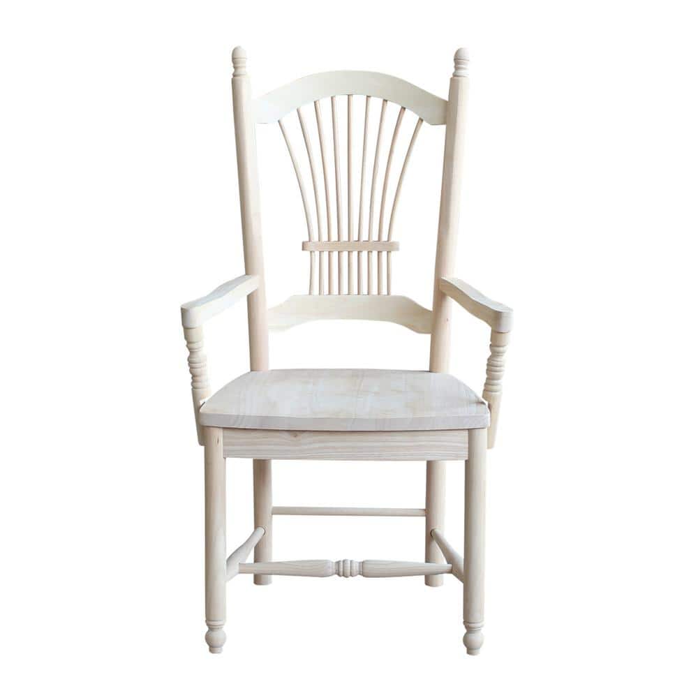 Traditional Sheafback Solid Wood Dining Chair in Unfinished Brown