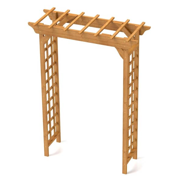 Wooden Arbor 85 in. Solid Wood Brown Trellis Christmas Decor Pergola for Garden Backyard