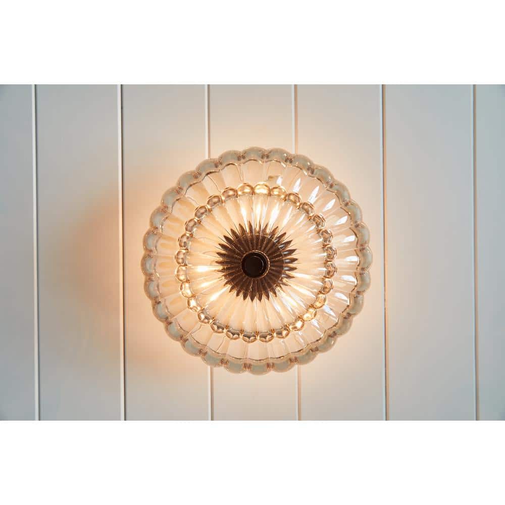 Amber Glass Mottled Cocoa Semi-Flush Mount Light
