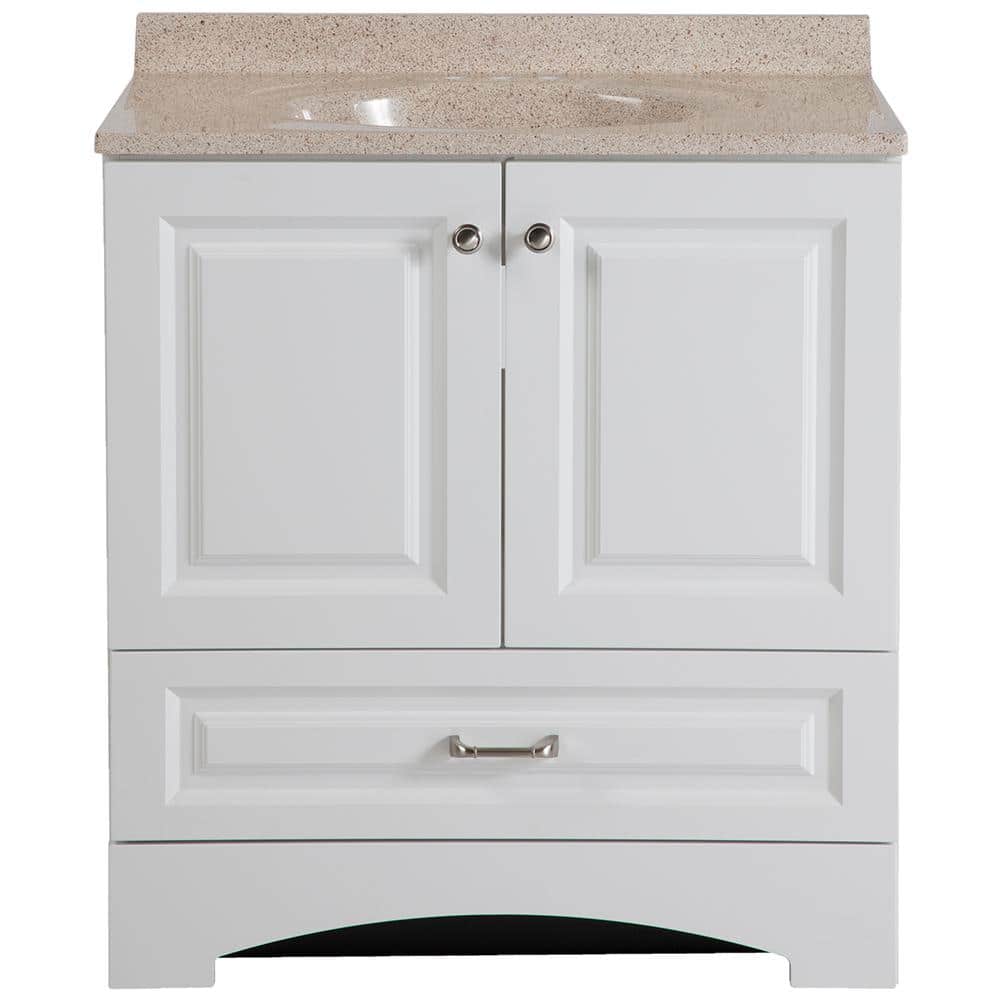 Glacier Bay Lancaster 30 In W Bath Vanity In White With Colorpoint Vanity Top In Maui Lc30p2m Wh The Home Depot