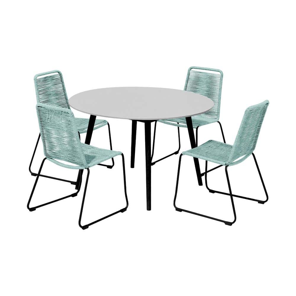Sydney and Shasta Wasabi 5-Piece Wood Round Outdoor Dining Set