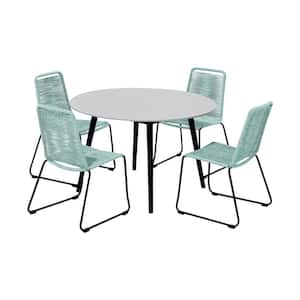 Sydney and Shasta Wasabi 5-Piece Wood Round Outdoor Dining Set