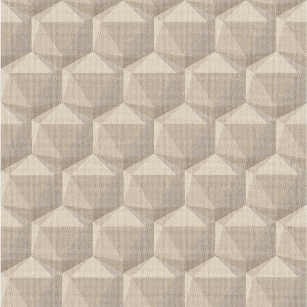 Unbranded Fusion Collection Geometric Motif Beige/Cream/Grey Matte Finish Non-pasted Vinyl on Non-woven Wallpaper Sample