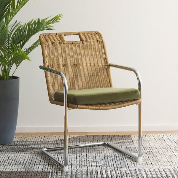SAFAVIEH Malou Olive/Natural 16.14 in. Rattan Dining Chair
