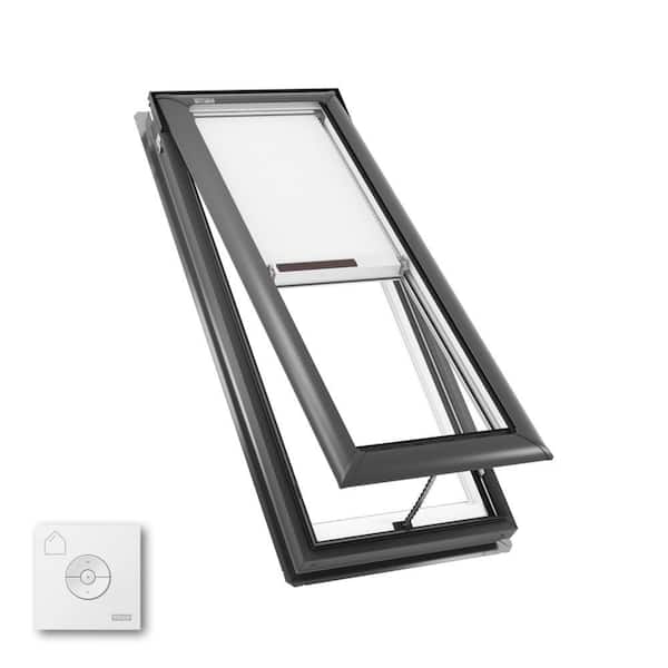 21 in. x 54-7/16 in. Manual Venting Deck Mount Skylight with Laminated LowE3 Glass, Solar Powered Room Darkening Shade