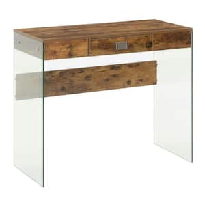SoHo 36 in. Rectangle Black 1 Drawer Writing Desk with Glass Sides