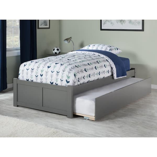 AFI Concord Twin Extra Long Bed with Footboard and Twin Extra Long Trundle in Grey