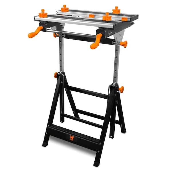 WEN WB2322T 24 in. H Tilting Steel Adjustable Portable Work Bench Sawhorse and Vise with 8 Sliding Clamps - 2