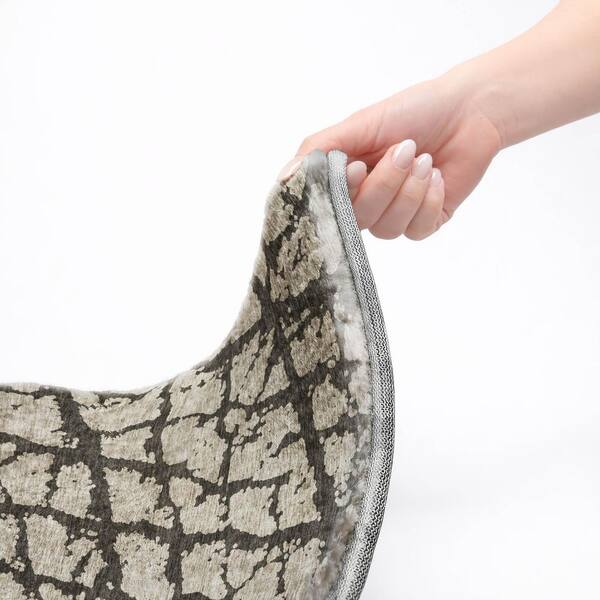 Dream Shag Premium Machine Washable Abstract ADS501 Gray 8 ft. x 8 ft. Round Rug