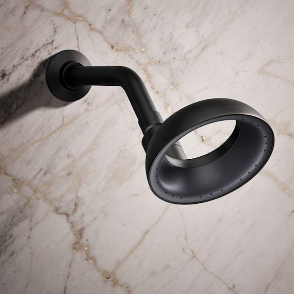 Statement VES 1-Spray Patterns with 1.5 GPM 6 in. Wall Mount Fixed Shower Head in Matte Black
