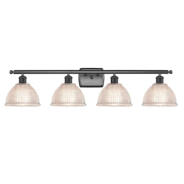 Arietta 36 in. 4-Light Matte Black Vanity Light with Glass Shade