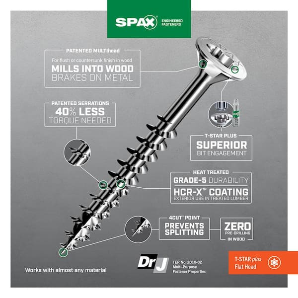 tara！ SPAX #14 x 4 in. Exterior Flat Head Deck Wood Screws Construction