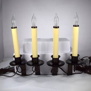 12 in. Electric Christmas Window Candles with Black Holder (Set of 4)