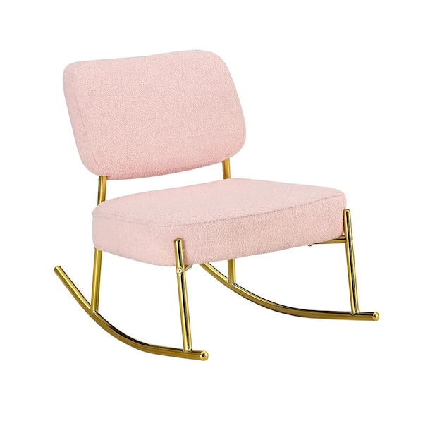 Runesay 25 W Gold Metal Outdoor Rocking Chair with Pink