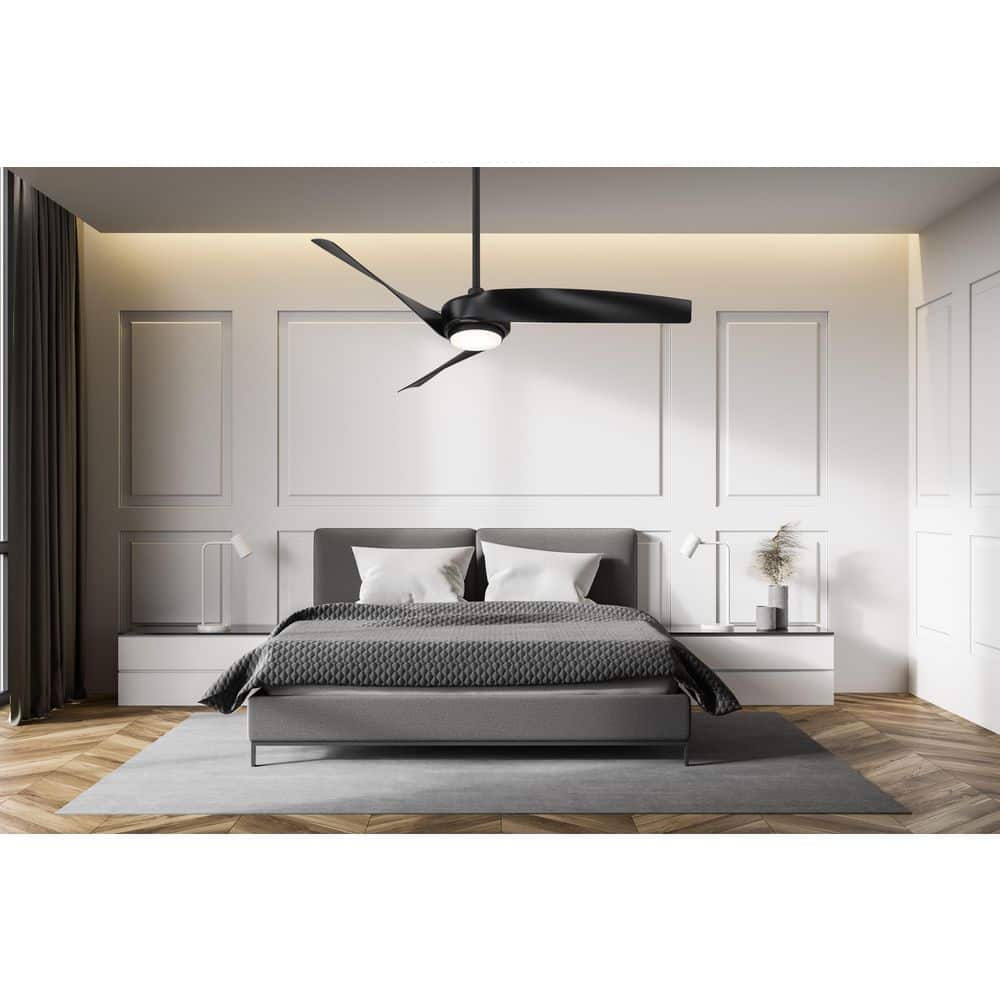 Tudor 56 in. Indoor Matte Black with Black Blades Ceiling Fan with Adjustable White Integrated LED with Remote Included price history on PriceWatchPro