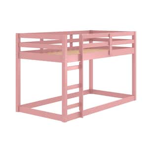 Gaston II Pink Finish 38 x 75 Twin Loft Bed Wood (Solid Pine)