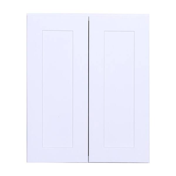 Cabinet Collection Shaker Ready to Assemble 24x30x12 in. Birch Wall Cabinet with 2-Doors and 2-Adjustable Shelves White Finish