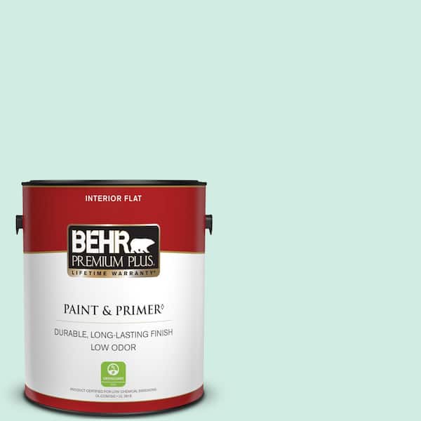 BEHR PREMIUM PLUS 1 gal. Home Decorators Collection #HDC-MD-19 Soft Mint Flat Low Odor Interior Paint & Primer