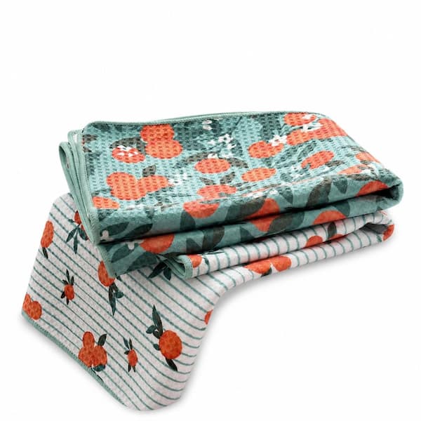 Clementine Grove Waffle Polyester Microfiber Kitchen Towels Set of 2, Reusable Quick-Dry, 16 in. x 28 in.